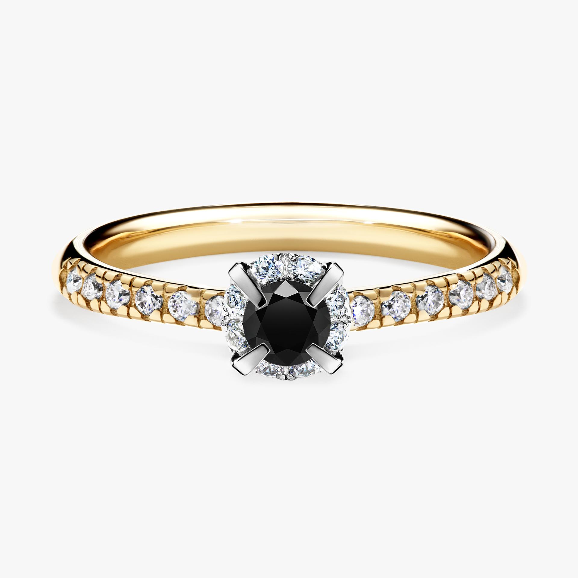 Pierscionek zareczynowy z diamentem czarnym 0 26 CT z zoltego zlota my princess 01 (1)